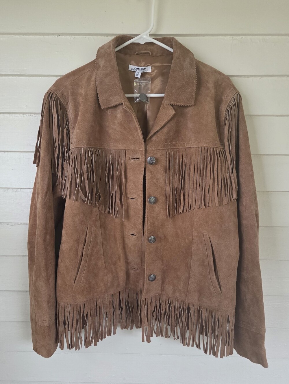 Back In The Saddle Vintage Style Fringe Brown Suede Jacket Size XL